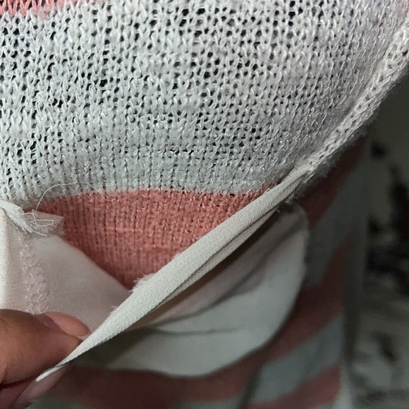 Jella Couture Coral Pink & Cream Size Small Striped Short Sleeve Blouse $25 - Picture 4 of 11